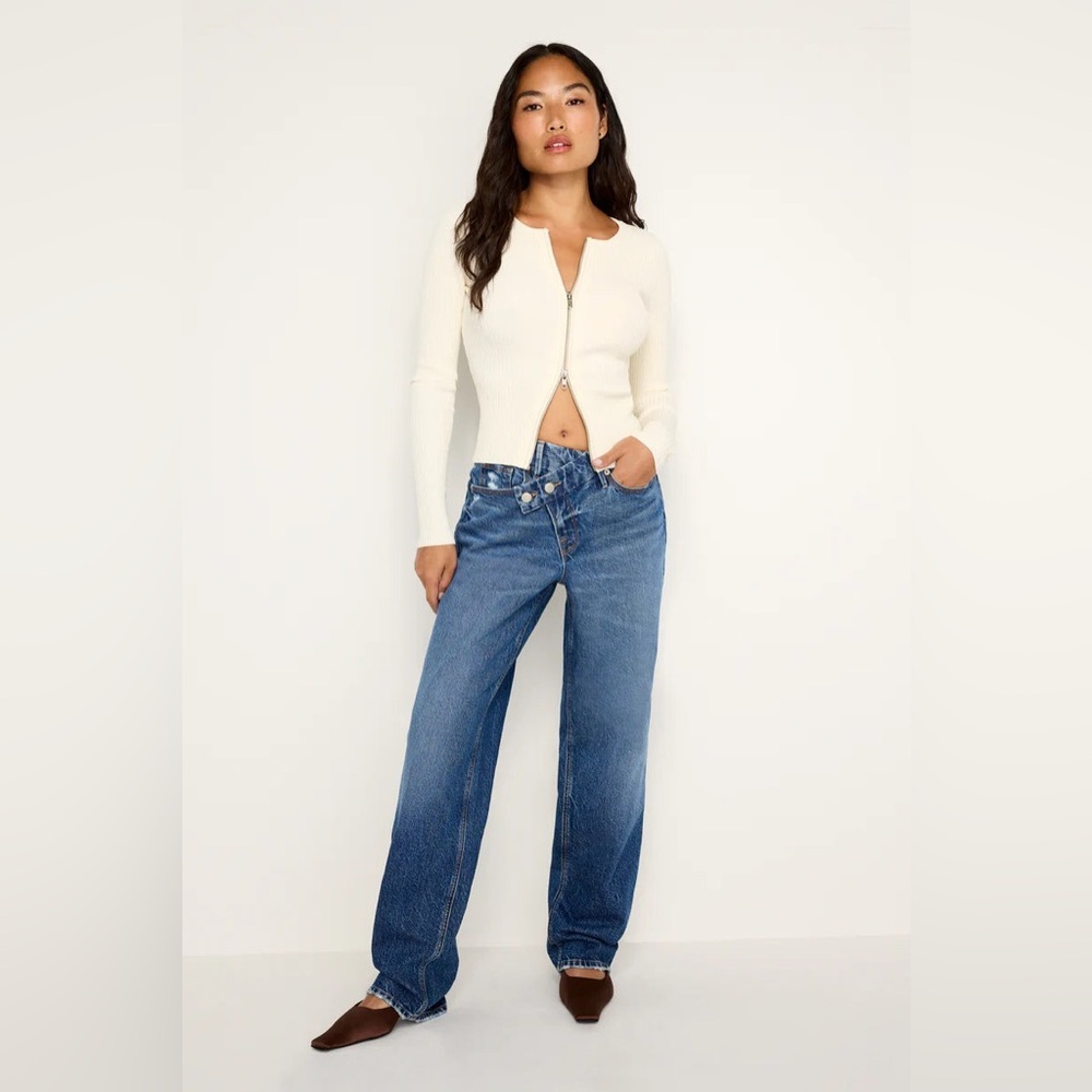 GOOD AMERICAN GOOD 90S PETITE DOUBLE BUTTON CROSSOVER revolve ssense 10/30
